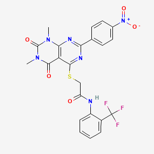 2-((6,8-dimethyl-2-(4-nitrophenyl)-5,7-dioxo-5,6,7,8-tetrahydropyrimido[4,5-d]pyrimidin-4-yl)thio)-N-(2-(trifluoromethyl)phenyl)acetamide