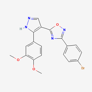 3-(4-bromophenyl)-5-(3-(3,4-dimethoxyphenyl)-1H-pyrazol-4-yl)-1,2,4-oxadiazole