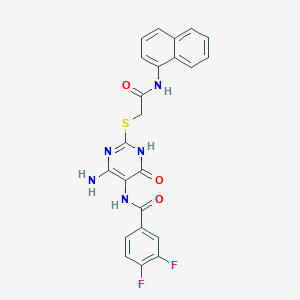 molecular formula C23H17F2N5O3S B14099557 N-(4-amino-2-((2-(naphthalen-1-ylamino)-2-oxoethyl)thio)-6-oxo-1,6-dihydropyrimidin-5-yl)-3,4-difluorobenzamide 