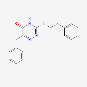 molecular formula C18H17N3OS B14099564 6-Benzyl-3-[(2-phenylethyl)sulfanyl]-1,2,4-triazin-5-ol 