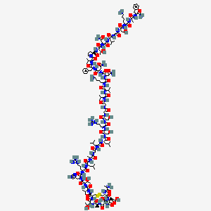 2-[(4R,7S,10S,13S,16S,19R)-4-[[(2S)-1-[[(2S,3R)-1-[[(2S)-1-[[(2S)-1-[[(2S)-1-[[(2S)-1-[[2-[[(2S)-1-[[(2S)-1-[[(2S)-1-[[(2S)-1-[[(2S)-1-[[2-[[2-[[(2S)-1-[[(2S)-1-[[(2S)-6-amino-1-[[(2S)-4-amino-1-[[(2S)-4-amino-1-[[(2S)-1-[[(2S)-1-[(2S)-2-[[(2S,3R)-1-[[(2S)-4-amino-1-[[(2S)-1-[[2-[[(2S)-1-[[(2S)-6-amino-1-[[(2S)-1-[[(2S)-1-amino-1-oxo-3-phenylpropan-2-yl]amino]-1-oxopropan-2-yl]amino]-1-oxohexan-2-yl]amino]-3-hydroxy-1-oxopropan-2-yl]amino]-2-oxoethyl]amino]-3-methyl-1-oxobutan-2-yl]amino]-1,4-dioxobutan-2-yl]amino]-3-hydroxy-1-oxobutan-2-yl]carbamoyl]pyrrolidin-1-yl]-3-methyl-1-oxobutan-2-yl]amino]-1-oxo-3-phenylpropan-2-yl]amino]-1,4-dioxobutan-2-yl]amino]-1,4-dioxobutan-2-yl]amino]-1-oxohexan-2-yl]amino]-3-methyl-1-oxobutan-2-yl]amino]-3-methyl-1-oxobutan-2-yl]amino]-2-oxoethyl]amino]-2-oxoethyl]amino]-3-hydroxy-1-oxopropan-2-yl]amino]-5-carbamimidamido-1-oxopentan-2-yl]amino]-3-hydroxy-1-oxopropan-2-yl]amino]-4-methyl-1-oxopentan-2-yl]amino]-4-methyl-1-oxopentan-2-yl]amino]-2-oxoethyl]amino]-1-oxopropan-2-yl]amino]-4-methyl-1-oxopentan-2-yl]amino]-5-carbamimidamido-1-oxopentan-2-yl]amino]-3-(1H-imidazol-4-yl)-1-oxopropan-2-yl]amino]-3-hydroxy-1-oxobutan-2-yl]amino]-3-methyl-1-oxobutan-2-yl]carbamoyl]-19-[[(2S)-2-aminopropanoyl]amino]-7,13-bis[(1R)-1-hydroxyethyl]-10-methyl-6,9,12,15,18-pentaoxo-1,2-dithia-5,8,11,14,17-pentazacycloicos-16-yl]acetic acid