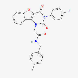 molecular formula C26H20FN3O4 B14099580 2-(3-(4-fluorophenyl)-2,4-dioxo-3,4-dihydrobenzofuro[3,2-d]pyrimidin-1(2H)-yl)-N-(4-methylbenzyl)acetamide 