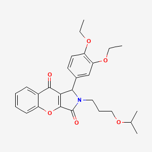 molecular formula C27H31NO6 B14099587 1-(3,4-Diethoxyphenyl)-2-[3-(propan-2-yloxy)propyl]-1,2-dihydrochromeno[2,3-c]pyrrole-3,9-dione 