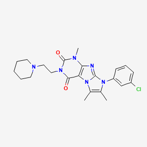 molecular formula C23H27ClN6O2 B14099608 6-(3-Chlorophenyl)-4,7,8-trimethyl-2-(2-piperidin-1-ylethyl)purino[7,8-a]imidazole-1,3-dione 