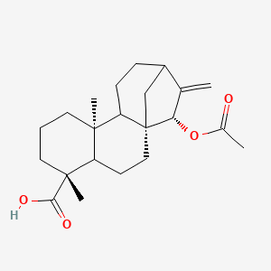 molecular formula C22H32O4 B14099631 (1R,5R,9S,15S)-15-acetyloxy-5,9-dimethyl-14-methylidenetetracyclo[11.2.1.01,10.04,9]hexadecane-5-carboxylic acid 