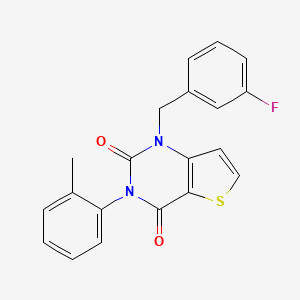 molecular formula C20H15FN2O2S B14099659 1-(3-fluorobenzyl)-3-(2-methylphenyl)thieno[3,2-d]pyrimidine-2,4(1H,3H)-dione 