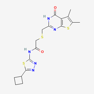 N-(5-cyclobutyl-1,3,4-thiadiazol-2-yl)-2-{[(4-hydroxy-5,6-dimethylthieno[2,3-d]pyrimidin-2-yl)methyl]sulfanyl}acetamide