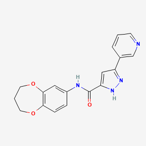 molecular formula C18H16N4O3 B14099729 N-(3,4-dihydro-2H-1,5-benzodioxepin-7-yl)-5-(pyridin-3-yl)-1H-pyrazole-3-carboxamide 