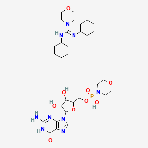 molecular formula C31H52N9O9P B14099732 (Z)-N,N'-dicyclohexylmorpholine-4-carboximidamide; {[(2R,3S,4R,5R)-5-(2-amino-6-oxo-6,9-dihydro-1H-purin-9-yl)-3,4-dihydroxyoxolan-2-yl]methoxy}(morpholin-4-yl)phosphinic acid 