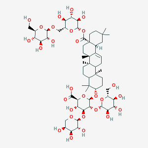 molecular formula C59H94O28 B14099734 (2S,3S,4S,5R,6R)-6-[[(3S,6aR,6bS,8aS,12aS,14bR)-4,4,6a,6b,11,11,14b-heptamethyl-8a-[(2S,3R,4S,5S,6R)-3,4,5-trihydroxy-6-[[(2S,3R,4S,5S,6R)-3,4,5-trihydroxy-6-(hydroxymethyl)oxan-2-yl]oxymethyl]oxan-2-yl]oxycarbonyl-1,2,3,4a,5,6,7,8,9,10,12,12a,14,14a-tetradecahydropicen-3-yl]oxy]-3-hydroxy-5-[(2S,3R,4S,5S,6R)-3,4,5-trihydroxy-6-(hydroxymethyl)oxan-2-yl]oxy-4-[(2S,3R,4S,5S)-3,4,5-trihydroxyoxan-2-yl]oxyoxane-2-carboxylic acid 