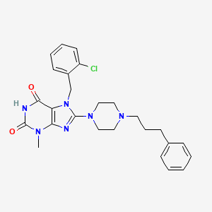 7-(2-chlorobenzyl)-3-methyl-8-(4-(3-phenylpropyl)piperazin-1-yl)-1H-purine-2,6(3H,7H)-dione