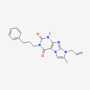 molecular formula C21H23N5O2 B14099788 4,7-Dimethyl-2-(3-phenylpropyl)-6-prop-2-enylpurino[7,8-a]imidazole-1,3-dione 