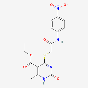 molecular formula C16H16N4O6S B14099825 Ethyl 6-methyl-4-((2-((4-nitrophenyl)amino)-2-oxoethyl)thio)-2-oxo-1,2-dihydropyrimidine-5-carboxylate 