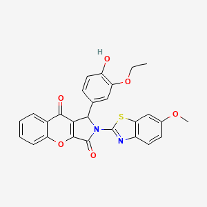 molecular formula C27H20N2O6S B14099860 1-(3-Ethoxy-4-hydroxyphenyl)-2-(6-methoxy-1,3-benzothiazol-2-yl)-1,2-dihydrochromeno[2,3-c]pyrrole-3,9-dione 