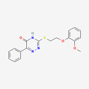 molecular formula C18H17N3O3S B14099969 3-{[2-(2-Methoxyphenoxy)ethyl]sulfanyl}-6-phenyl-1,2,4-triazin-5-ol 