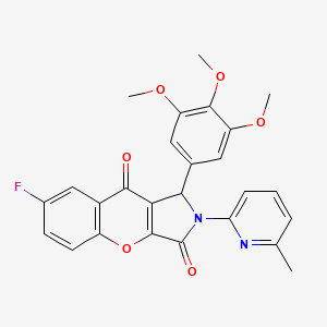 molecular formula C26H21FN2O6 B14099974 7-Fluoro-2-(6-methylpyridin-2-yl)-1-(3,4,5-trimethoxyphenyl)-1,2-dihydrochromeno[2,3-c]pyrrole-3,9-dione 