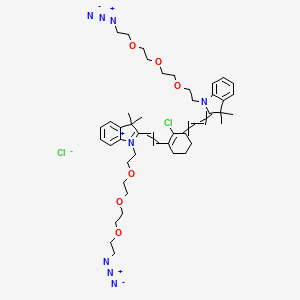 molecular formula C46H62Cl2N8O6 B14099999 1-[2-[2-[2-(2-Azidoethoxy)ethoxy]ethoxy]ethyl]-2-[2-[3-[2-[1-[2-[2-[2-(2-azidoethoxy)ethoxy]ethoxy]ethyl]-3,3-dimethylindol-1-ium-2-yl]ethenyl]-2-chlorocyclohex-2-en-1-ylidene]ethylidene]-3,3-dimethylindole;chloride 