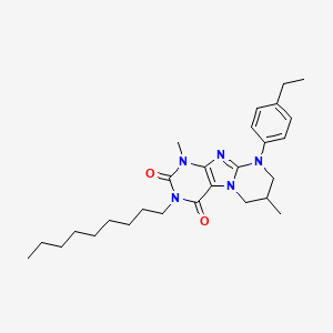 molecular formula C27H39N5O2 B14100006 9-(4-ethylphenyl)-1,7-dimethyl-3-nonyl-6,7,8,9-tetrahydropyrimido[2,1-f]purine-2,4(1H,3H)-dione 