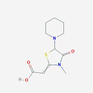 molecular formula C11H16N2O3S B14100014 2-(3-Methyl-4-oxo-5-piperidin-1-yl-1,3-thiazolidin-2-ylidene)acetic acid 