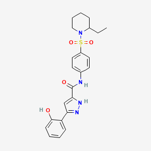 molecular formula C23H26N4O4S B14100054 N-{4-[(2-ethylpiperidin-1-yl)sulfonyl]phenyl}-5-(2-hydroxyphenyl)-1H-pyrazole-3-carboxamide 