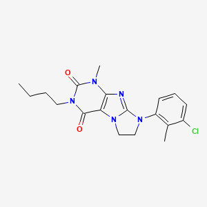 molecular formula C19H22ClN5O2 B14100125 2-Butyl-6-(3-chloro-2-methylphenyl)-4-methyl-7,8-dihydropurino[7,8-a]imidazole-1,3-dione 