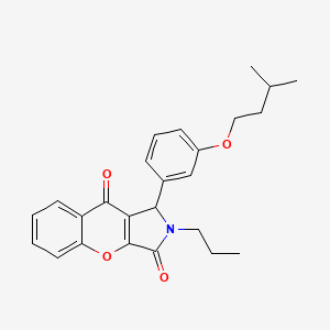 molecular formula C25H27NO4 B14100160 1-[3-(3-Methylbutoxy)phenyl]-2-propyl-1,2-dihydrochromeno[2,3-c]pyrrole-3,9-dione 