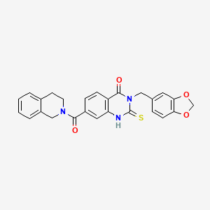 molecular formula C26H21N3O4S B14100161 3-(1,3-benzodioxol-5-ylmethyl)-7-(3,4-dihydro-1H-isoquinoline-2-carbonyl)-2-sulfanylidene-1H-quinazolin-4-one 