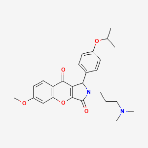 molecular formula C26H30N2O5 B14100170 2-[3-(Dimethylamino)propyl]-6-methoxy-1-[4-(propan-2-yloxy)phenyl]-1,2-dihydrochromeno[2,3-c]pyrrole-3,9-dione 