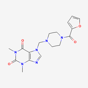 molecular formula C17H20N6O4 B14100185 7-((4-(furan-2-carbonyl)piperazin-1-yl)methyl)-1,3-dimethyl-1H-purine-2,6(3H,7H)-dione 