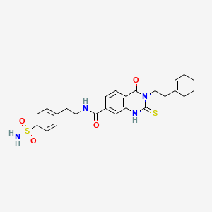 molecular formula C25H28N4O4S2 B14100265 3-[2-(cyclohexen-1-yl)ethyl]-4-oxo-N-[2-(4-sulfamoylphenyl)ethyl]-2-sulfanylidene-1H-quinazoline-7-carboxamide 