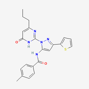 4-methyl-N-(1-(6-oxo-4-propyl-1,6-dihydropyrimidin-2-yl)-3-(thiophen-2-yl)-1H-pyrazol-5-yl)benzamide