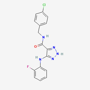 molecular formula C16H13ClFN5O B14100340 N-(4-chlorobenzyl)-5-((2-fluorophenyl)amino)-1H-1,2,3-triazole-4-carboxamide 