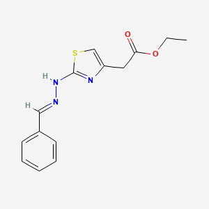 molecular formula C14H15N3O2S B14100354 ethyl {2-[(2E)-2-benzylidenehydrazinyl]-1,3-thiazol-4-yl}acetate 