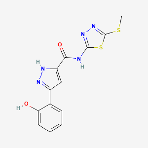 molecular formula C13H11N5O2S2 B14100361 3-(2-hydroxyphenyl)-N-[5-(methylsulfanyl)-1,3,4-thiadiazol-2-yl]-1H-pyrazole-5-carboxamide 