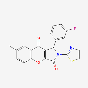 molecular formula C21H13FN2O3S B14100416 1-(3-Fluorophenyl)-7-methyl-2-(1,3-thiazol-2-yl)-1,2-dihydrochromeno[2,3-c]pyrrole-3,9-dione 