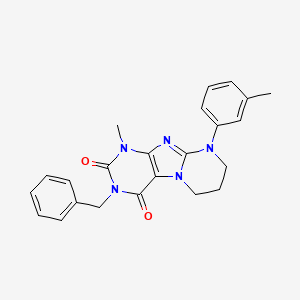 molecular formula C23H23N5O2 B14100456 3-benzyl-1-methyl-9-(3-methylphenyl)-7,8-dihydro-6H-purino[7,8-a]pyrimidine-2,4-dione 