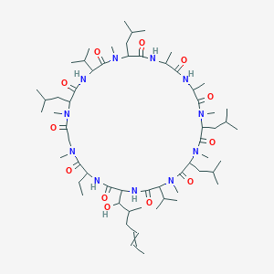 27-Ethyl-30-(1-hydroxy-2-methylhex-4-enyl)-1,4,7,9,12,16,22,25-octamethyl-3,6,15,21-tetrakis(2-methylpropyl)-18,33-di(propan-2-yl)-1,4,7,10,13,16,19,22,25,28,31-undecazacyclotritriacontane-2,5,8,11,14,17,20,23,26,29,32-undecone