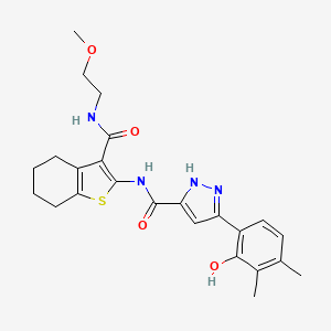 molecular formula C24H28N4O4S B14100499 5-(2-hydroxy-3,4-dimethylphenyl)-N-{3-[(2-methoxyethyl)carbamoyl]-4,5,6,7-tetrahydro-1-benzothiophen-2-yl}-1H-pyrazole-3-carboxamide 