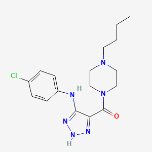 molecular formula C17H23ClN6O B14100505 (4-butylpiperazin-1-yl)(5-((4-chlorophenyl)amino)-1H-1,2,3-triazol-4-yl)methanone 