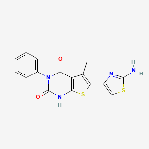 molecular formula C16H12N4O2S2 B14100544 6-(2-amino-1,3-thiazol-4-yl)-5-methyl-3-phenylthieno[2,3-d]pyrimidine-2,4(1H,3H)-dione 