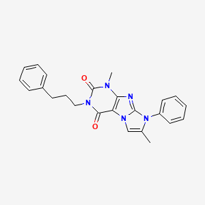 molecular formula C24H23N5O2 B14100562 1,7-dimethyl-8-phenyl-3-(3-phenylpropyl)-1H-imidazo[2,1-f]purine-2,4(3H,8H)-dione 