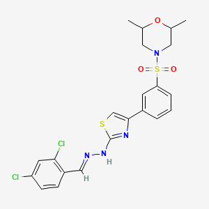 molecular formula C22H22Cl2N4O3S2 B14100592 4-[(3-{(2Z)-2-[(2E)-(2,4-dichlorobenzylidene)hydrazinylidene]-2,3-dihydro-1,3-thiazol-4-yl}phenyl)sulfonyl]-2,6-dimethylmorpholine 