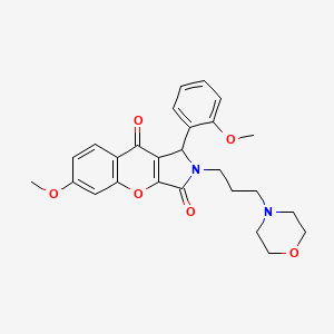 molecular formula C26H28N2O6 B14100606 6-Methoxy-1-(2-methoxyphenyl)-2-[3-(morpholin-4-yl)propyl]-1,2-dihydrochromeno[2,3-c]pyrrole-3,9-dione 