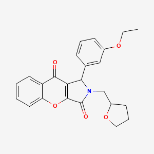 molecular formula C24H23NO5 B14100616 1-(3-Ethoxyphenyl)-2-(tetrahydrofuran-2-ylmethyl)-1,2-dihydrochromeno[2,3-c]pyrrole-3,9-dione 