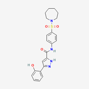 molecular formula C22H24N4O4S B14100630 N-[4-(azepan-1-ylsulfonyl)phenyl]-5-(2-hydroxyphenyl)-1H-pyrazole-3-carboxamide 