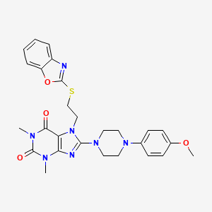 molecular formula C27H29N7O4S B14100632 7-[2-(1,3-Benzoxazol-2-ylsulfanyl)ethyl]-8-[4-(4-methoxyphenyl)piperazin-1-yl]-1,3-dimethylpurine-2,6-dione 