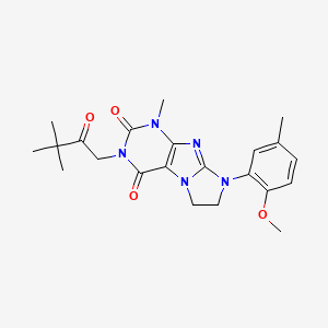 molecular formula C22H27N5O4 B14100672 2-(3,3-Dimethyl-2-oxobutyl)-6-(2-methoxy-5-methylphenyl)-4-methyl-7,8-dihydropurino[7,8-a]imidazole-1,3-dione 