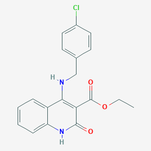 molecular formula C19H17ClN2O3 B14100686 Ethyl 4-((4-chlorobenzyl)amino)-2-oxo-1,2-dihydroquinoline-3-carboxylate 