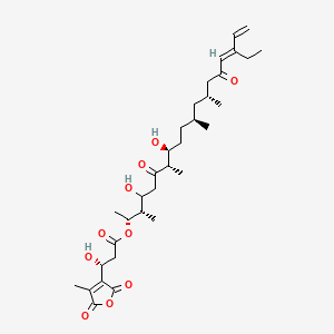 molecular formula C33H50O10 B14100716 [(2R,3S,7S,8S,11S,13R,16E)-17-ethyl-4,8-dihydroxy-3,7,11,13-tetramethyl-6,15-dioxononadeca-16,18-dien-2-yl] (3R)-3-hydroxy-3-(4-methyl-2,5-dioxofuran-3-yl)propanoate 