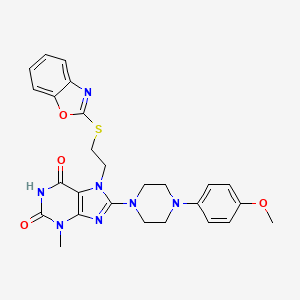 molecular formula C26H27N7O4S B14100728 7-(2-(benzo[d]oxazol-2-ylthio)ethyl)-8-(4-(4-methoxyphenyl)piperazin-1-yl)-3-methyl-1H-purine-2,6(3H,7H)-dione 